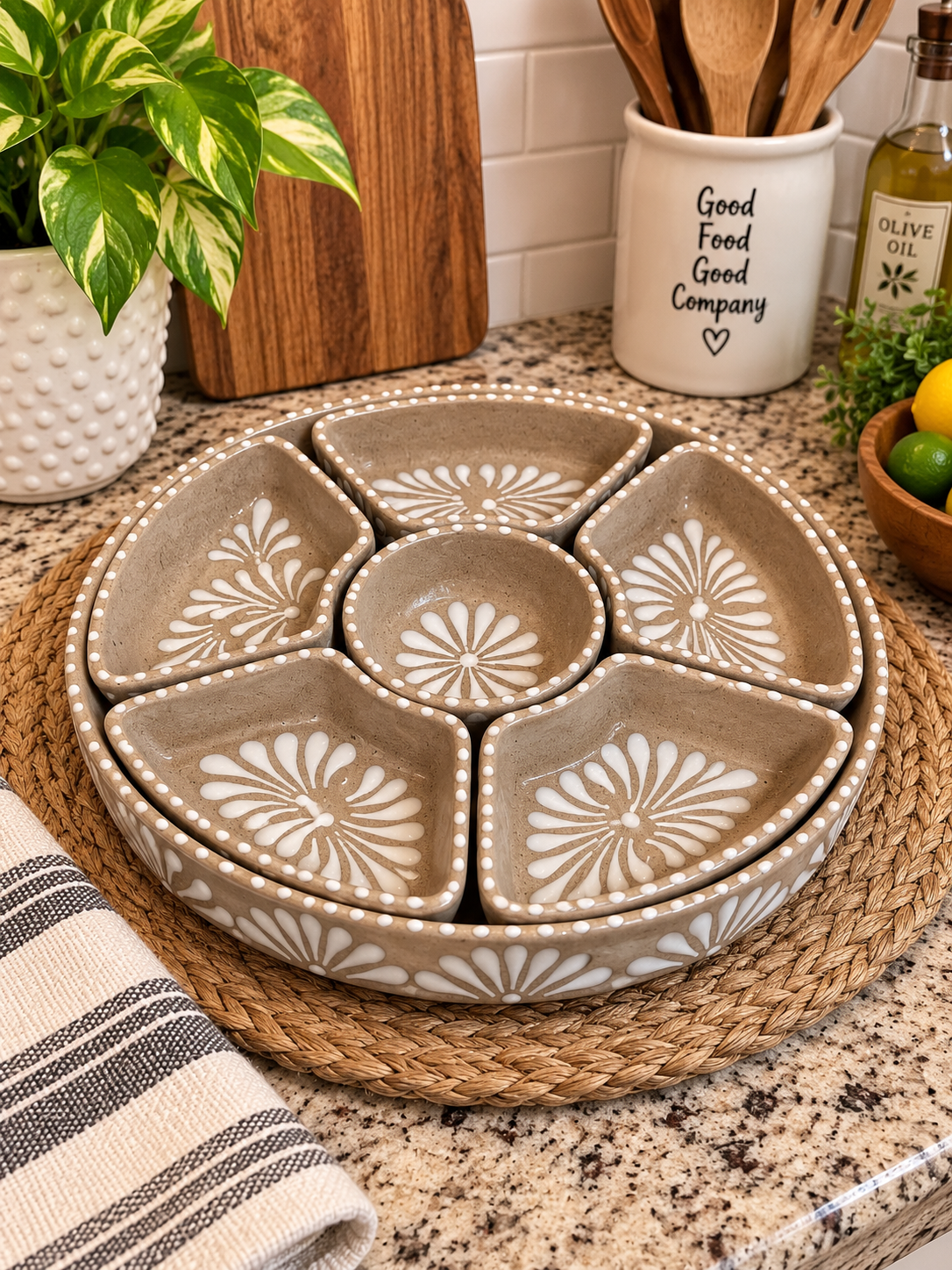 Handmade Snack Tray; Barro/ Terracotta Style Tray; Plato Botanero