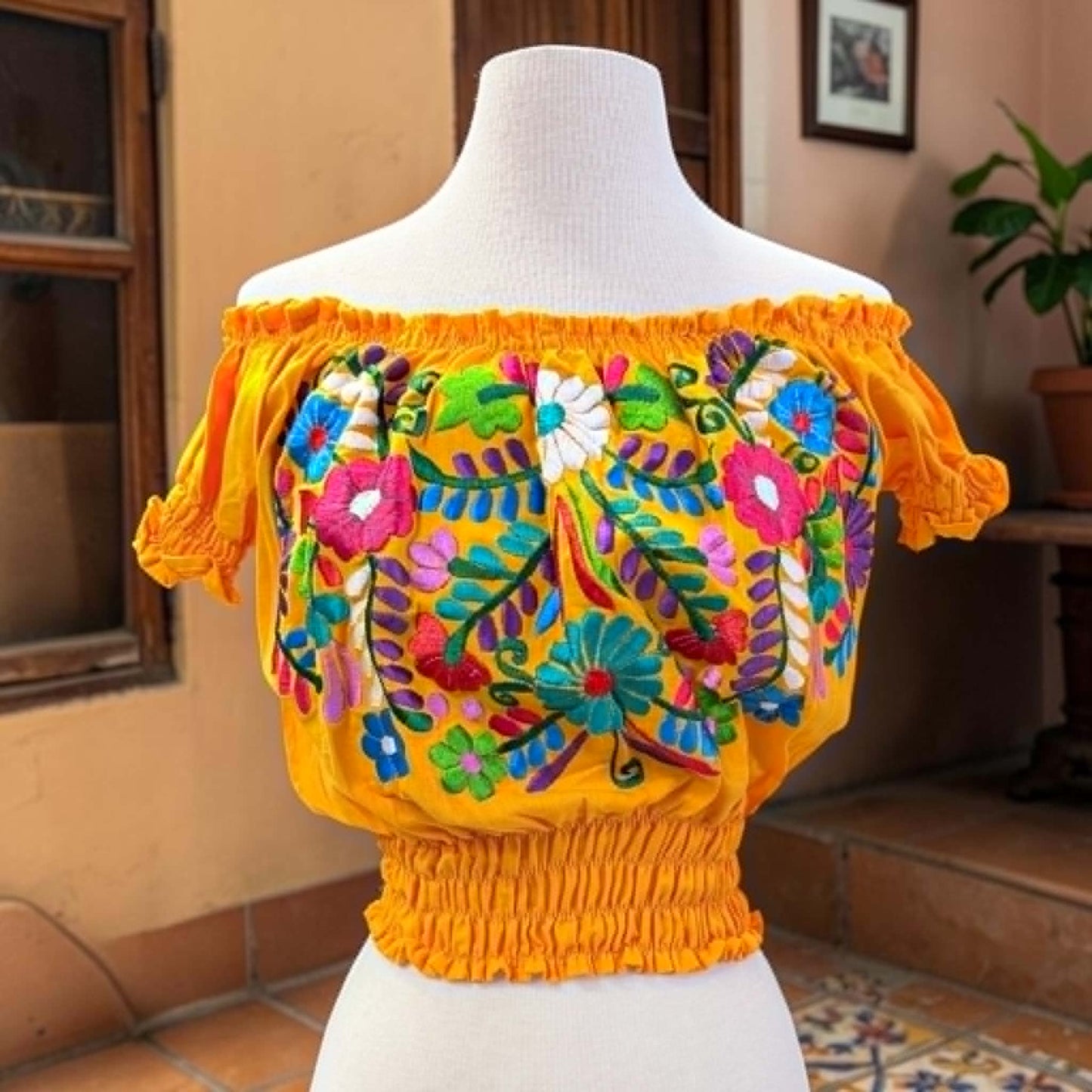 Chiapas Quarter Sleeve Embroidered Mexican Blouse
