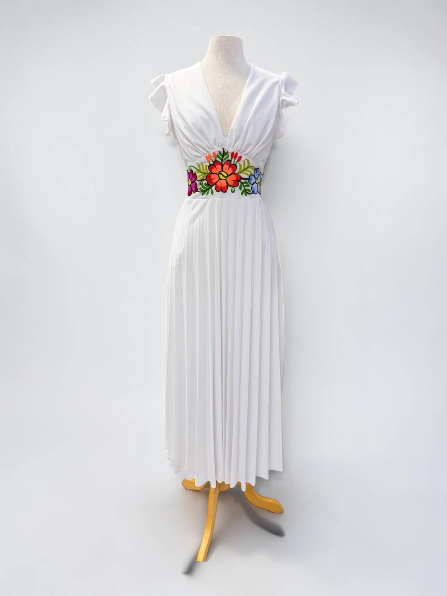 Floral Embroidered, Elegant Mexican Dress