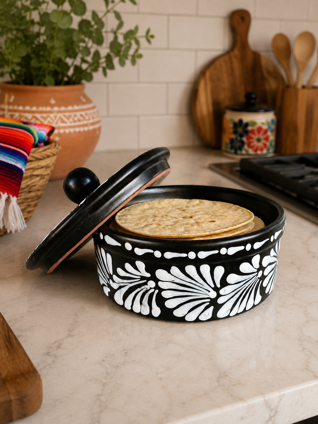Terracotta Tortilla Warmer; Tortillero de Barro;