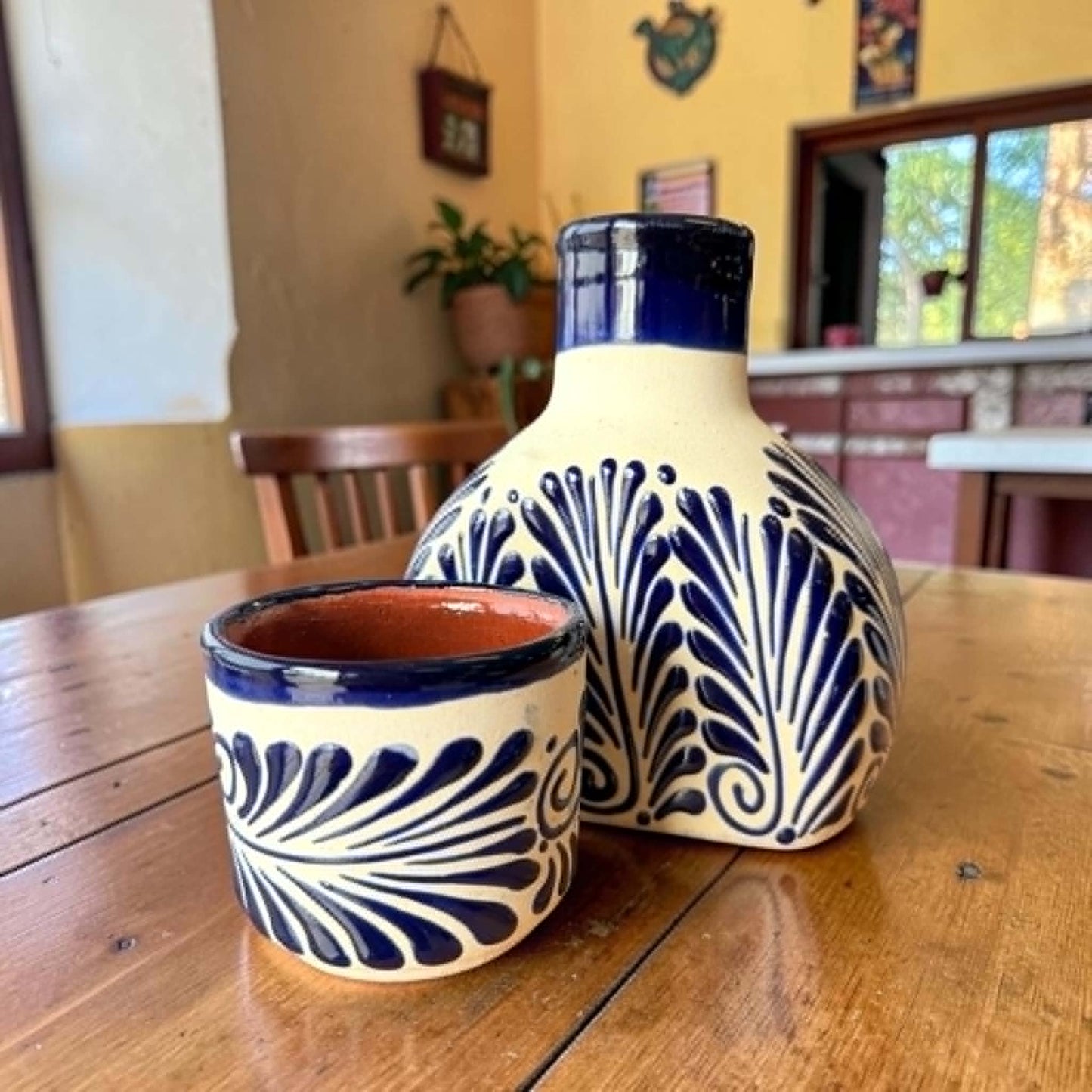Mexican Decanter & Cup, Handmade Carafe