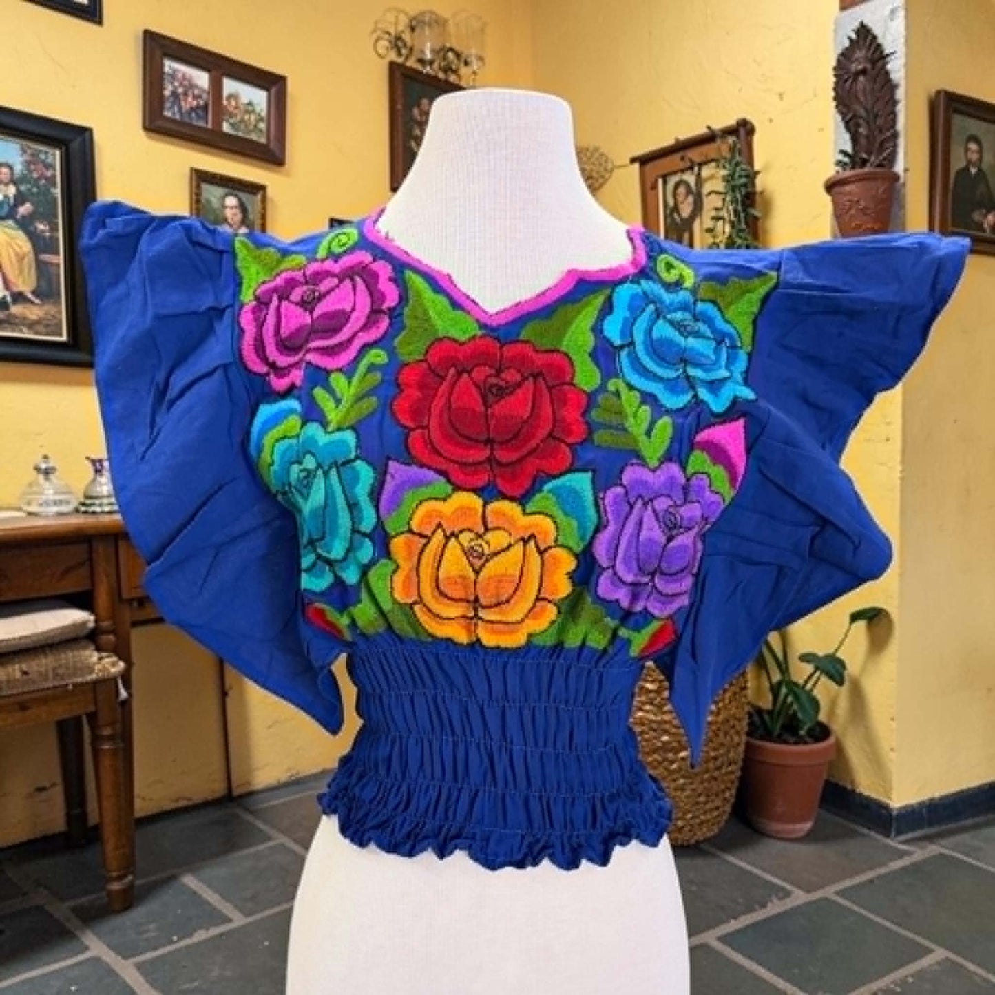 Butterfly Sleeve Embroidery Blouse
