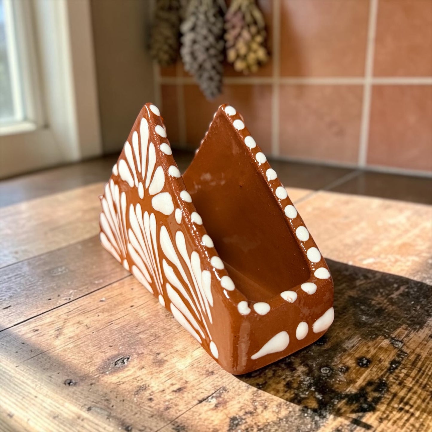 Handcrafted Terracotta Napkin Holder; Servilletero de Barro