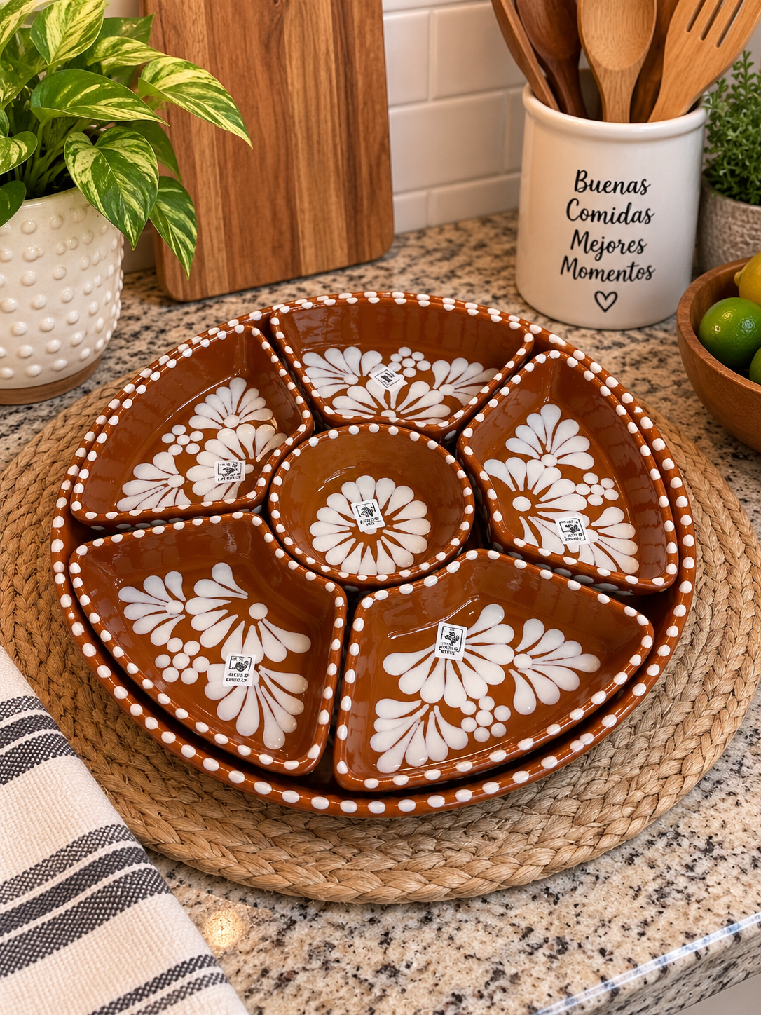 Handmade Snack Tray; Barro/ Terracotta Style Tray; Plato Botanero