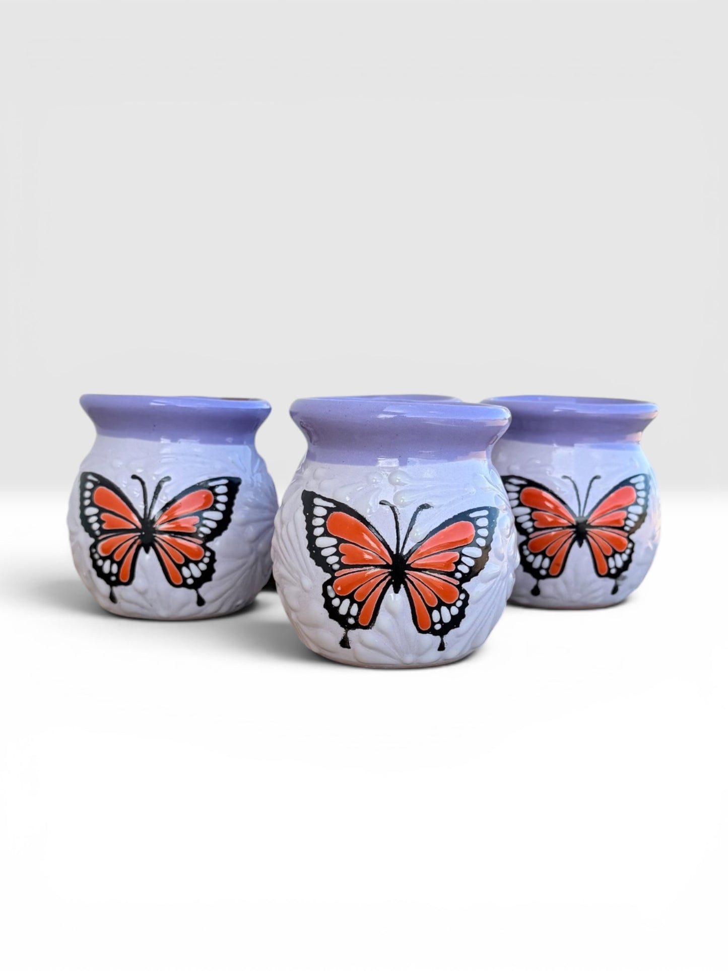 Mexican Barro Mugs, Engobe/ Set of 4