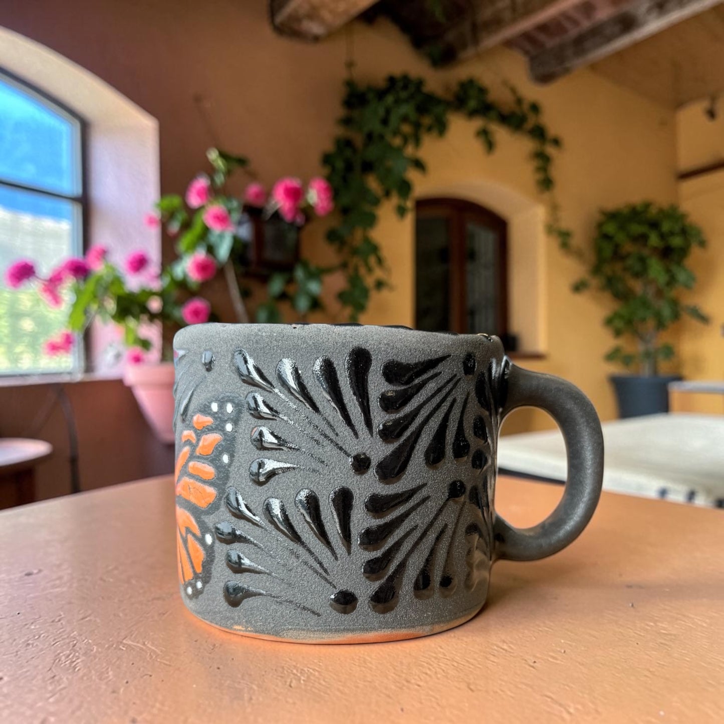 Mexican Butterfly Mug, Taza de Barro Mariposa
