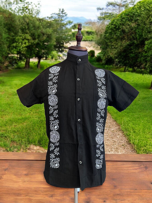 Mexican Aztec Calendar Guayabera