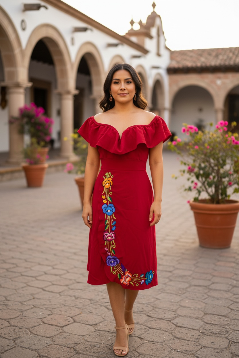Floral Embroidered Dress, Elegant Embroidered Dress