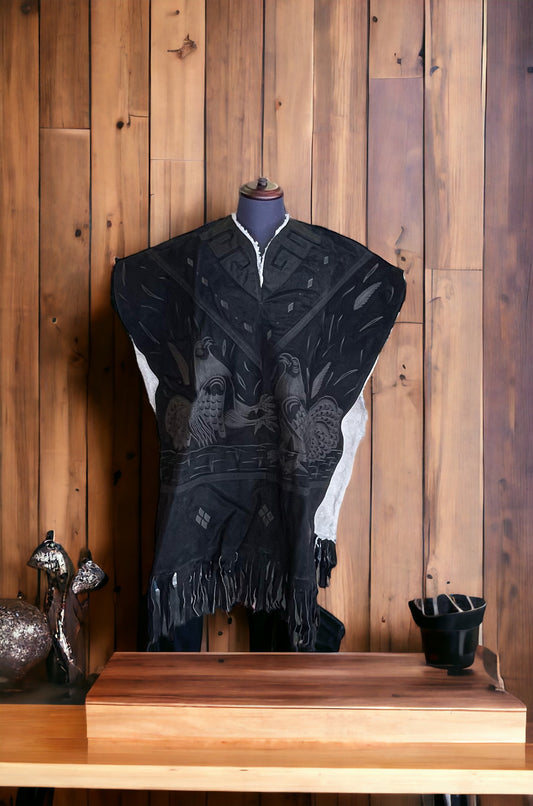 Mexican Leather Gaban Poncho