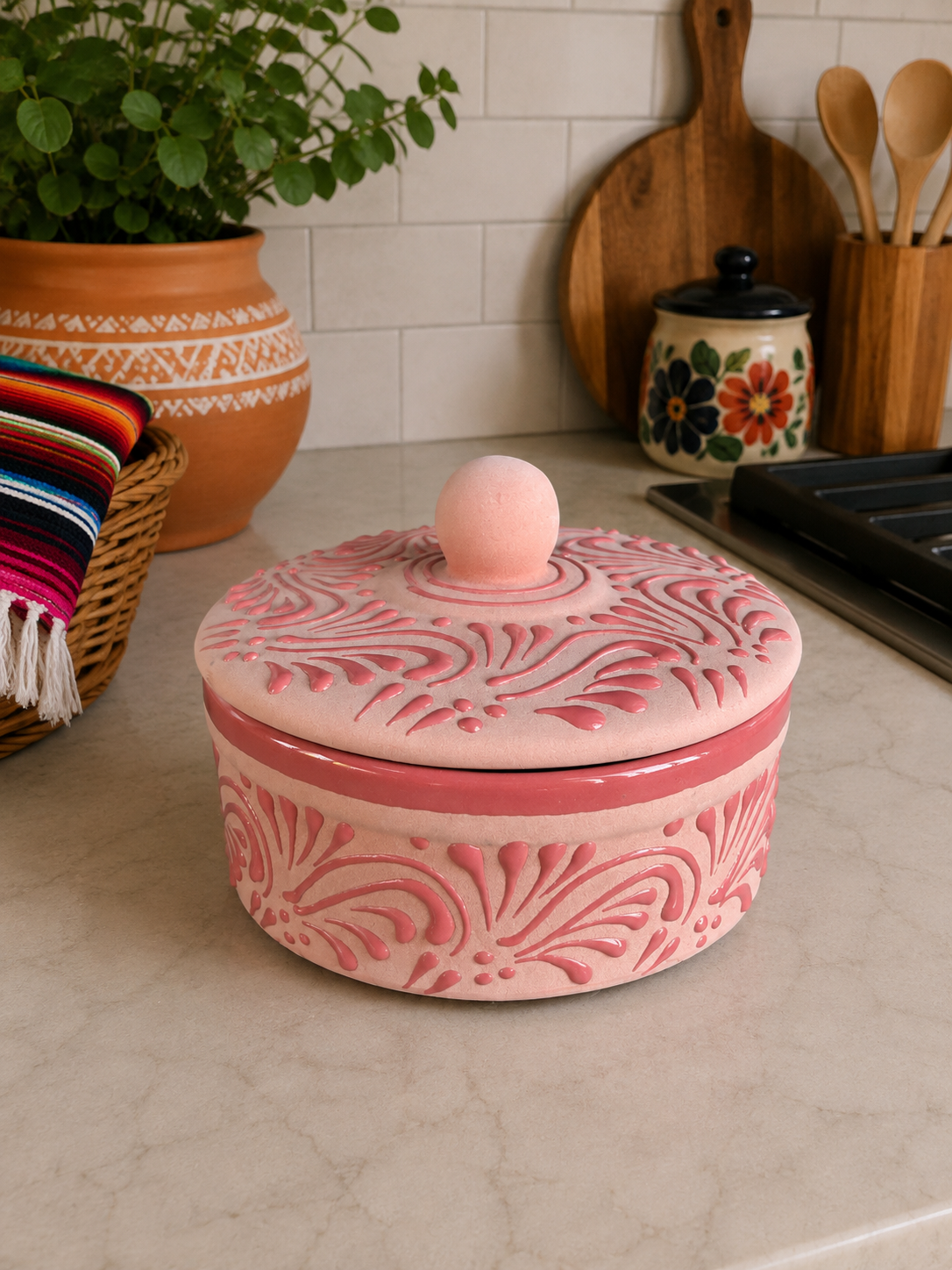 Terracotta Tortilla Warmer; Tortillero de Barro;