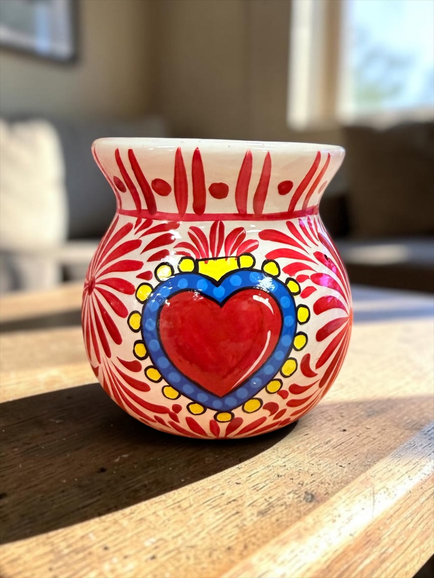Hand Painted Heart Mug; Taza Pintada a Mano Corazon