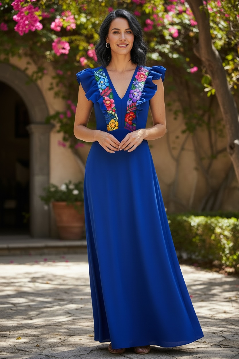 Floral Embroidered Dress, Elegant Embroidered Dress