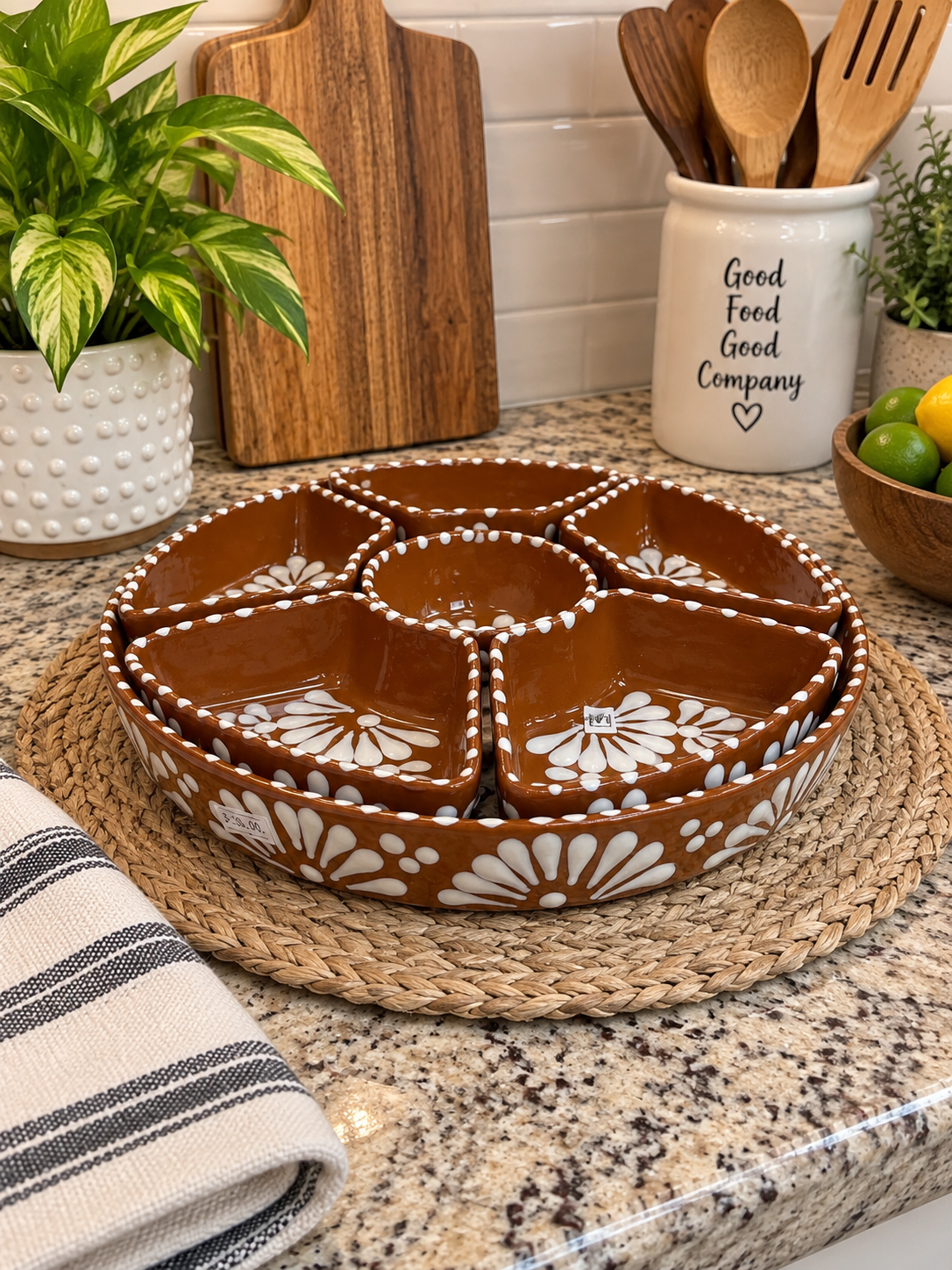 Handmade Snack Tray; Barro/ Terracotta Style Tray; Plato Botanero