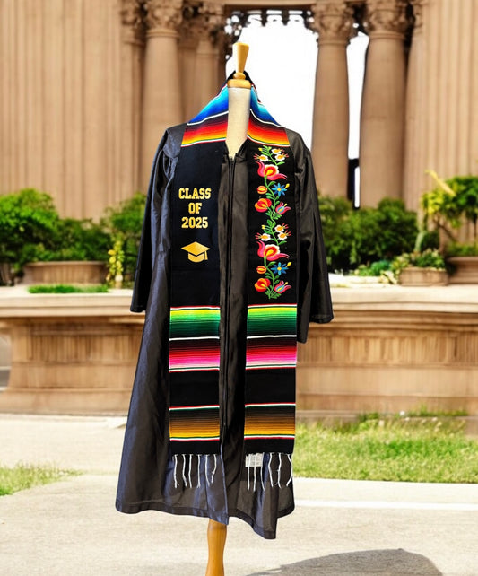 Floral Embroidered Class Of 2025 Sarape Graduation Stole
