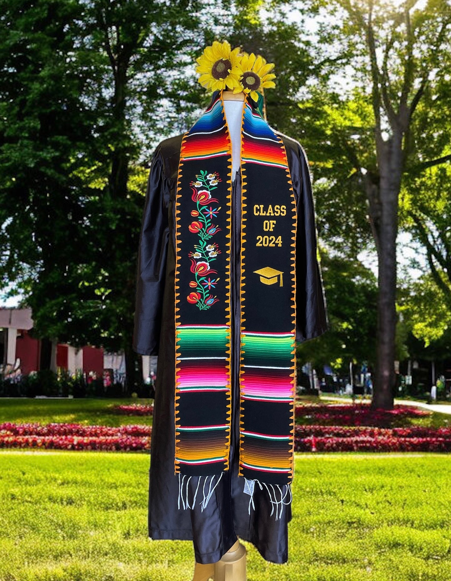 Floral Embroidered Class Of 2024 Sarape Graduation Stole