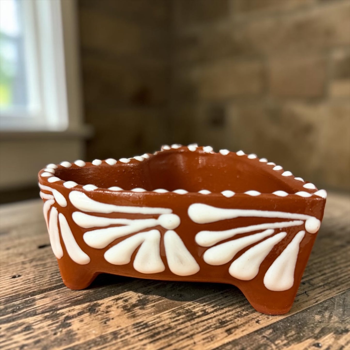 Terracotta Molcajete Style Heart Salsero, Molcajete Corazon Salsa Bowl