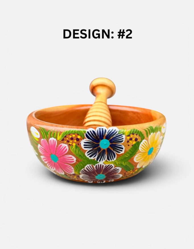 Handcrafted Cedar Wood Mexican Molcajete Bowl & Pestle