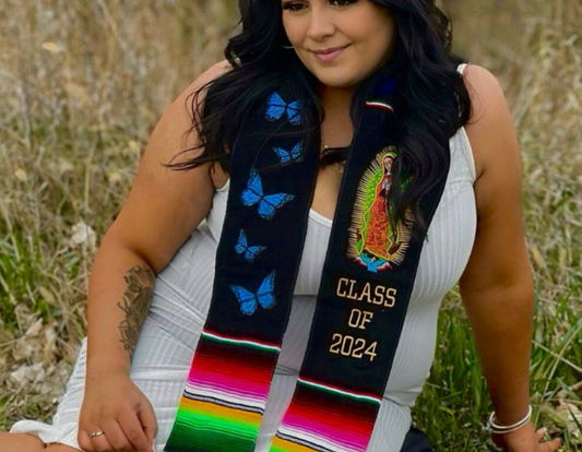 Blue Butterfly Graduation Stole Class of 2026