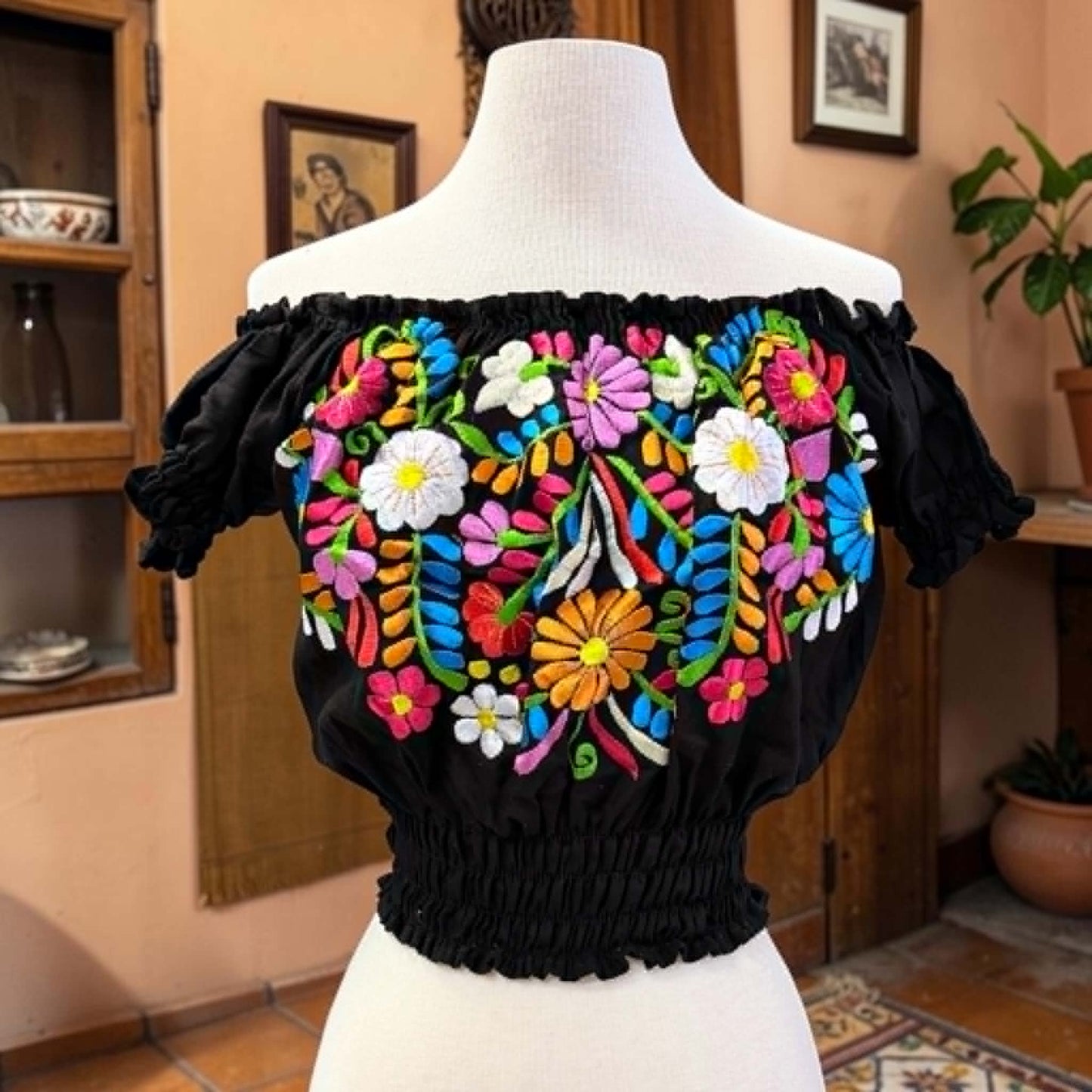 Chiapas Quarter Sleeve Embroidered Mexican Blouse