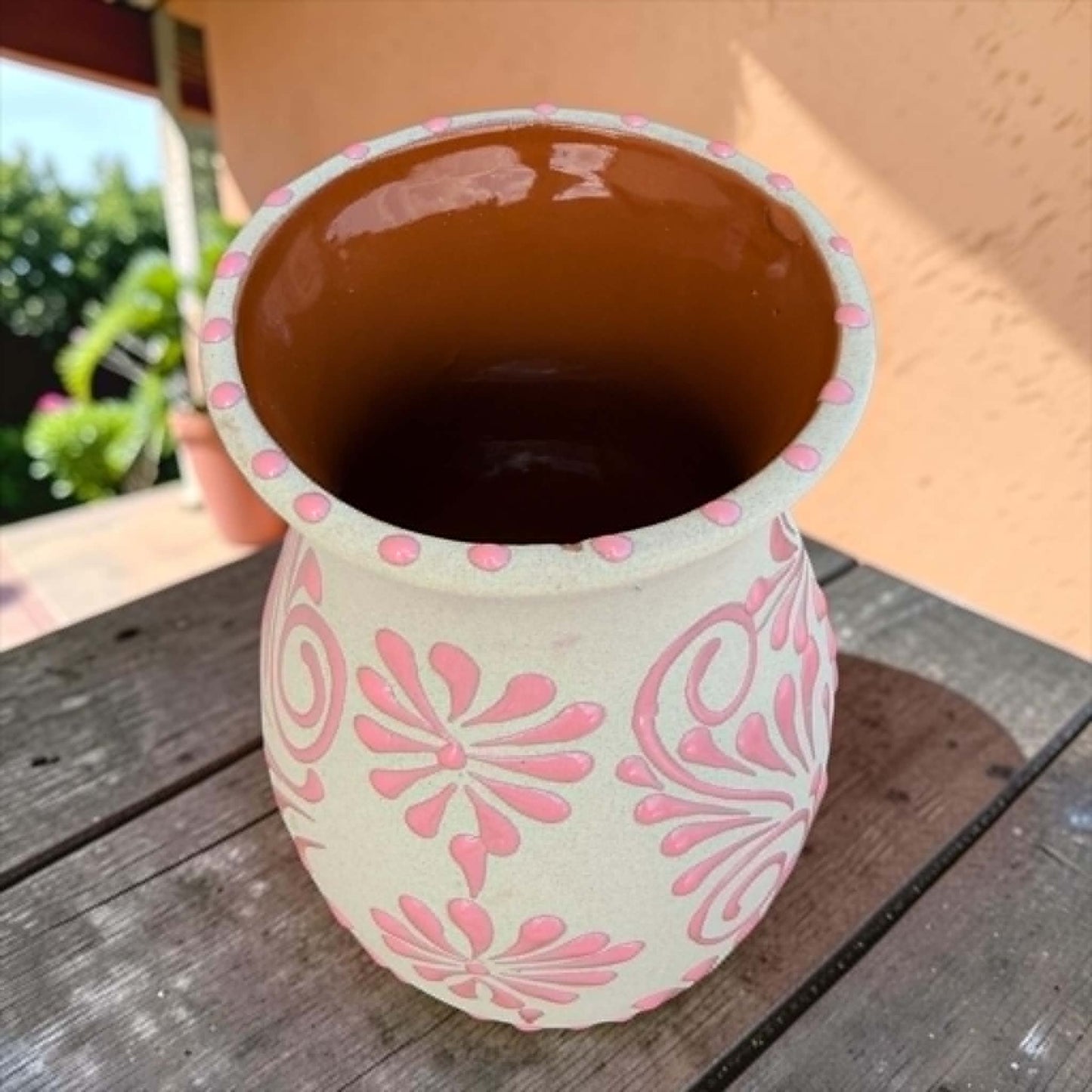 Authentic Mexican Vase, Florero Engobe, Barro Vase