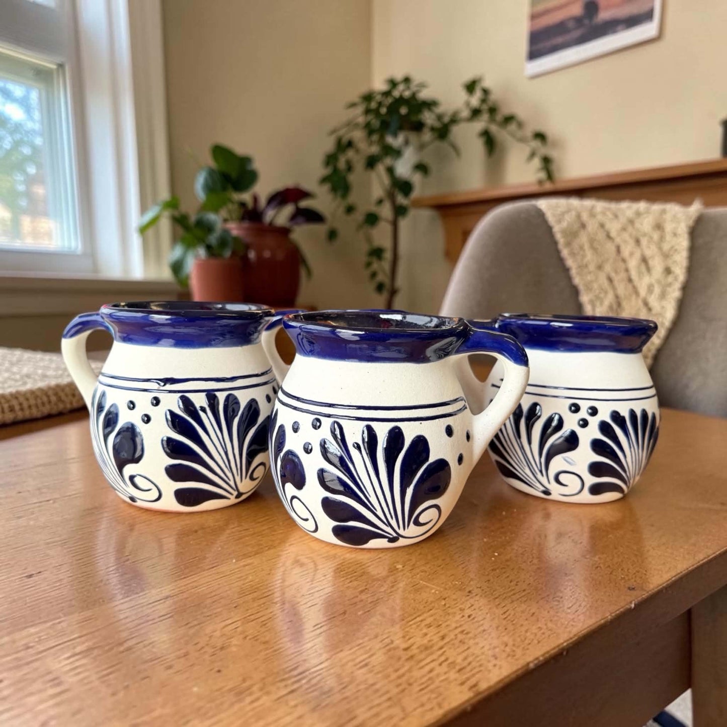 Mexican Barro Mugs, Engobe/ Set of 4