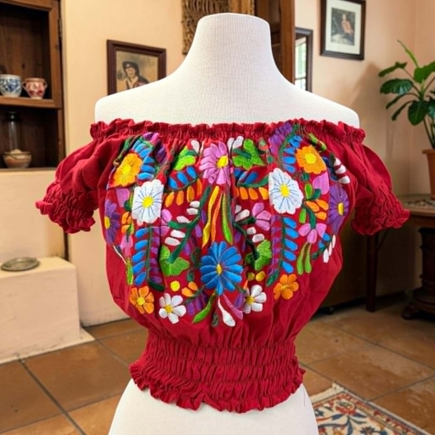 Chiapas Quarter Sleeve Embroidered Mexican Blouse