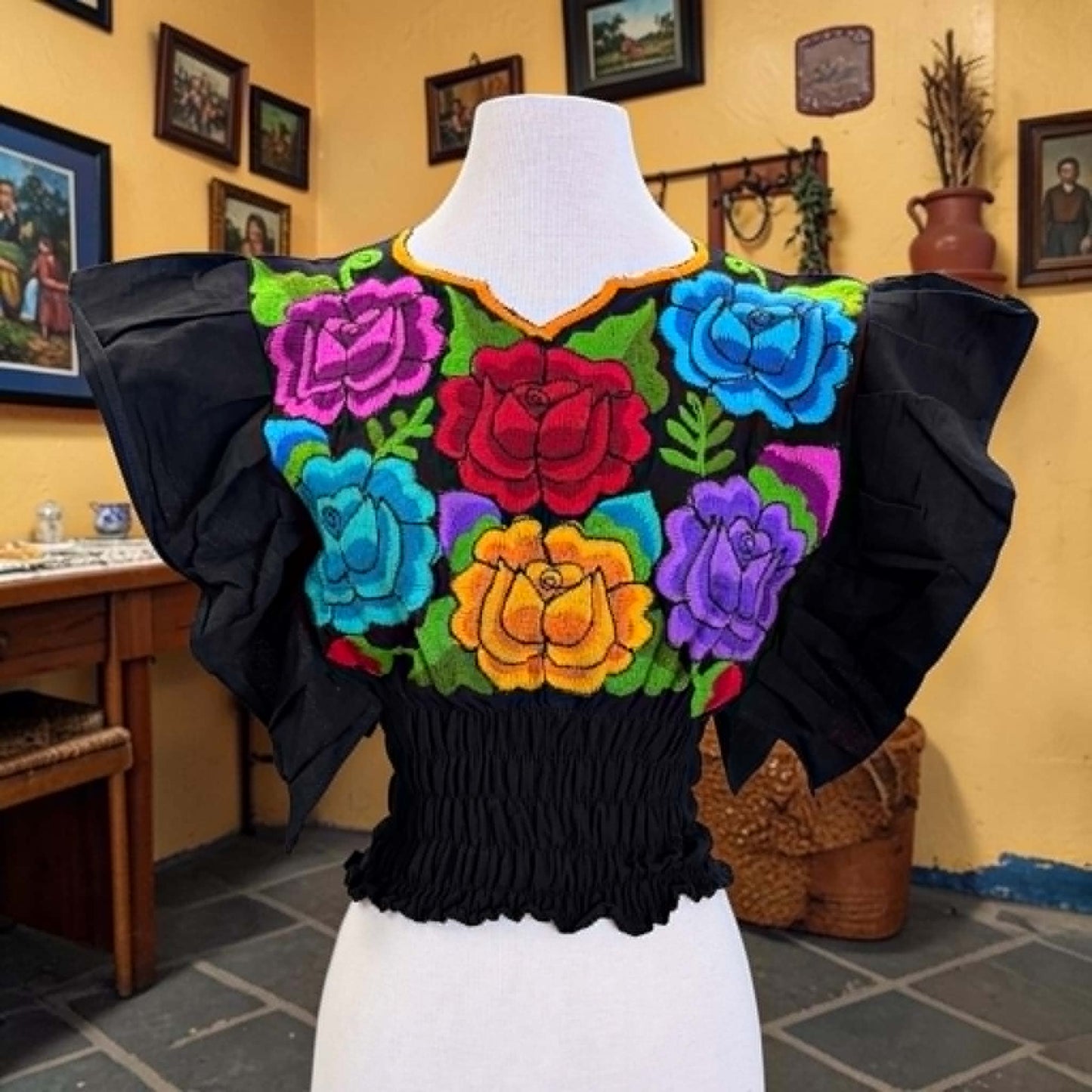 Butterfly Sleeve Embroidery Blouse
