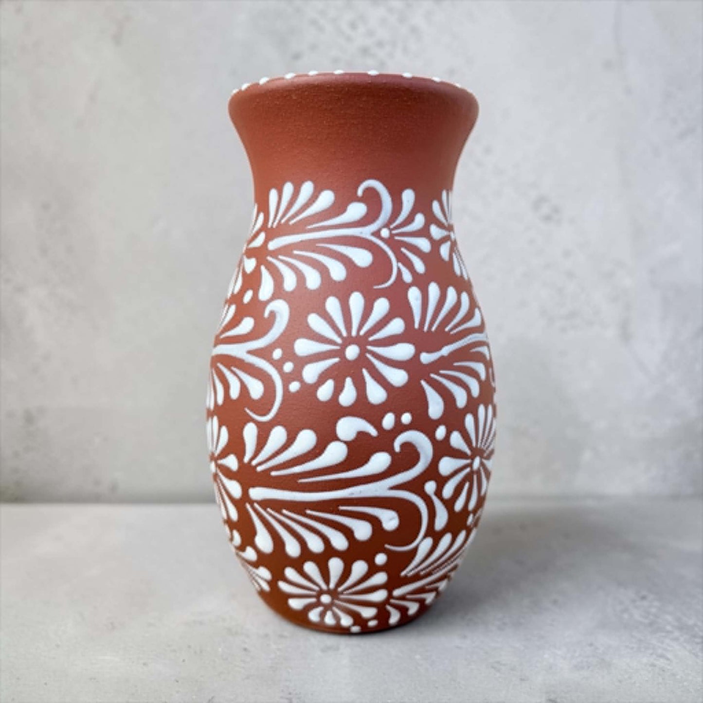 Authentic Mexican Vase, Florero Engobe, Barro Vase