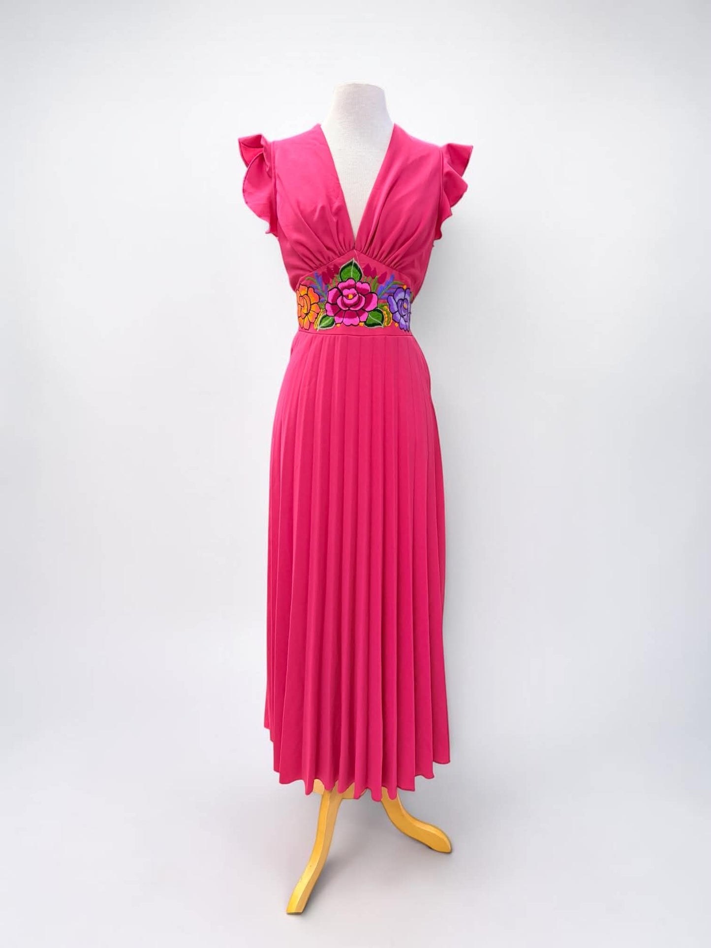 Floral Embroidered, Elegant Mexican Dress