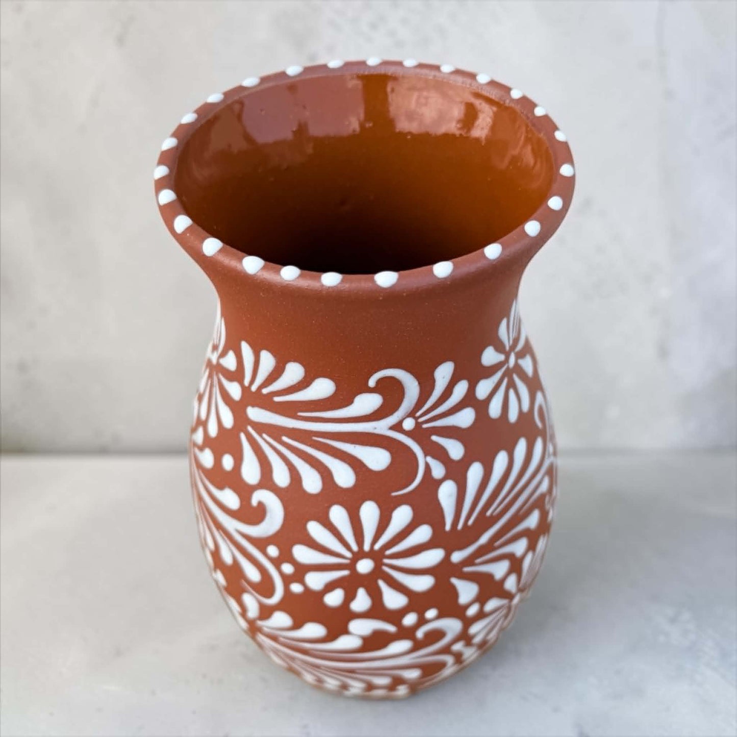 Authentic Mexican Vase, Florero Engobe, Barro Vase