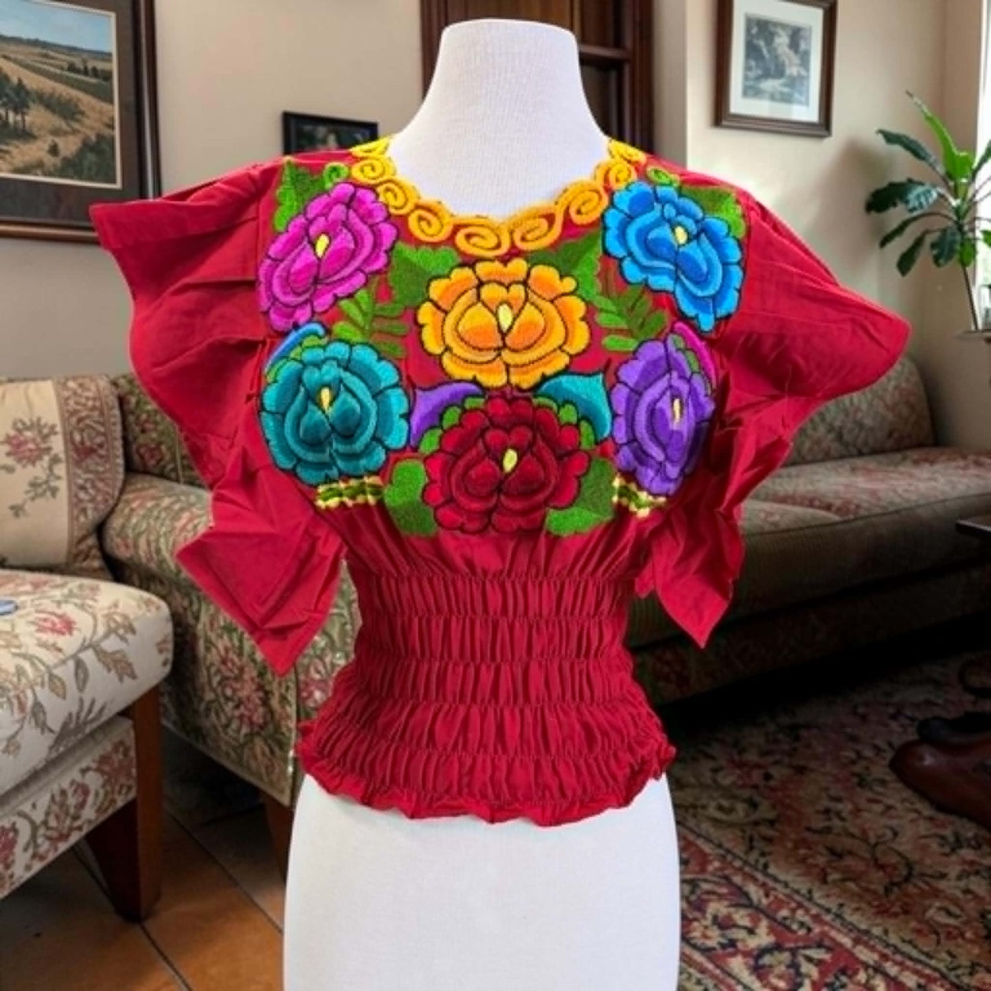Butterfly Sleeve Embroidery Blouse
