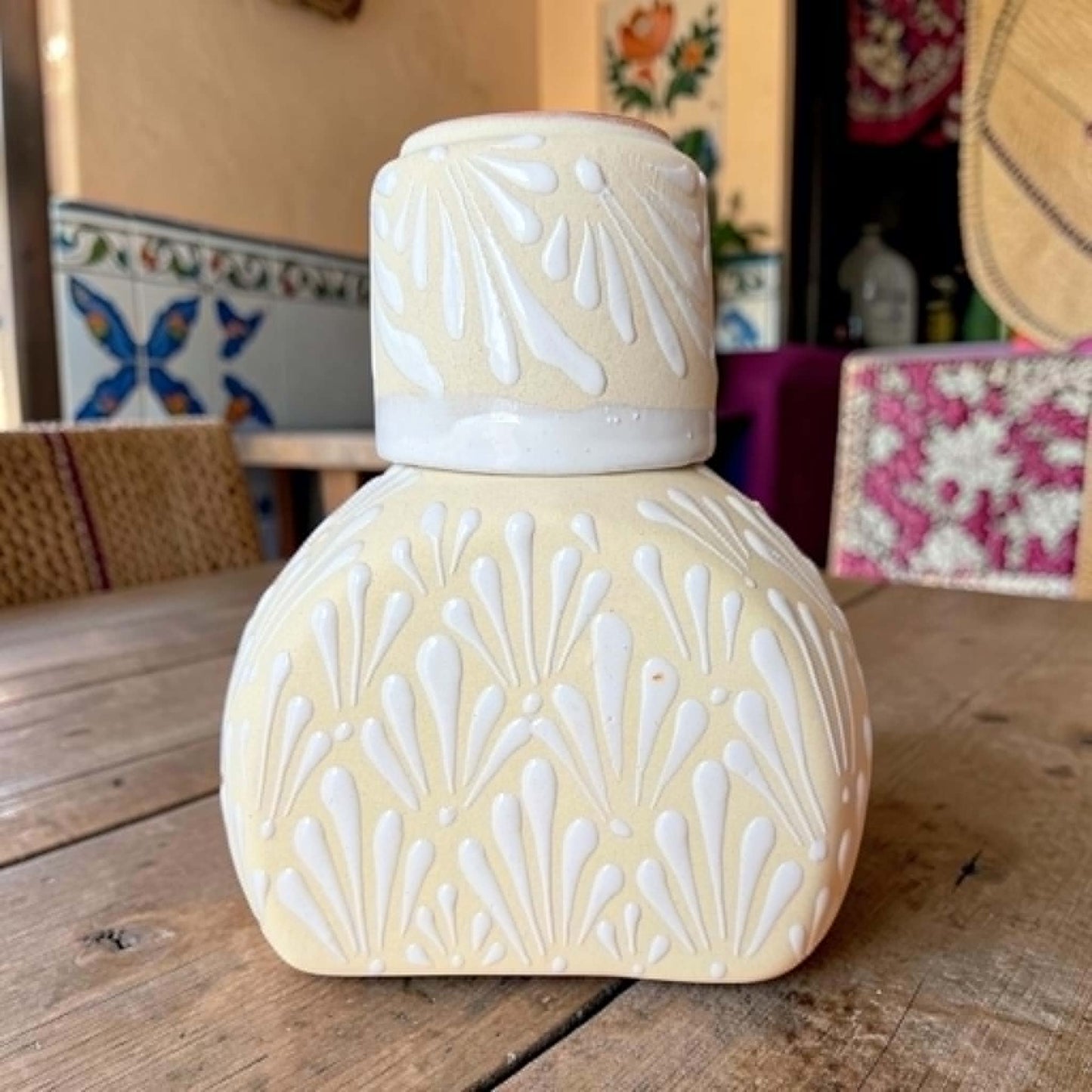 Mexican Decanter & Cup, Handmade Carafe