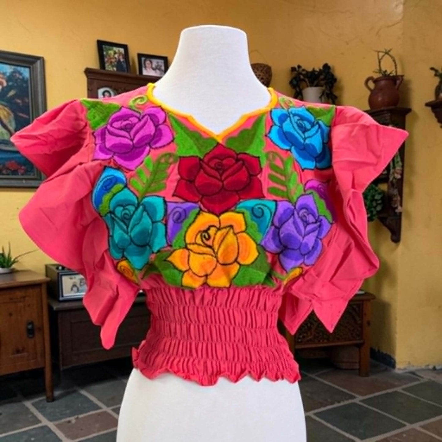 Butterfly Sleeve Embroidery Blouse