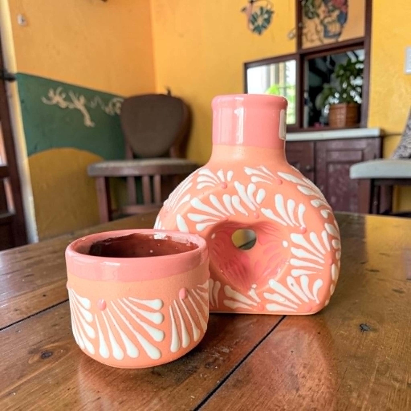 Heart Mexican Decanter & Cup, Handmade Carafe
