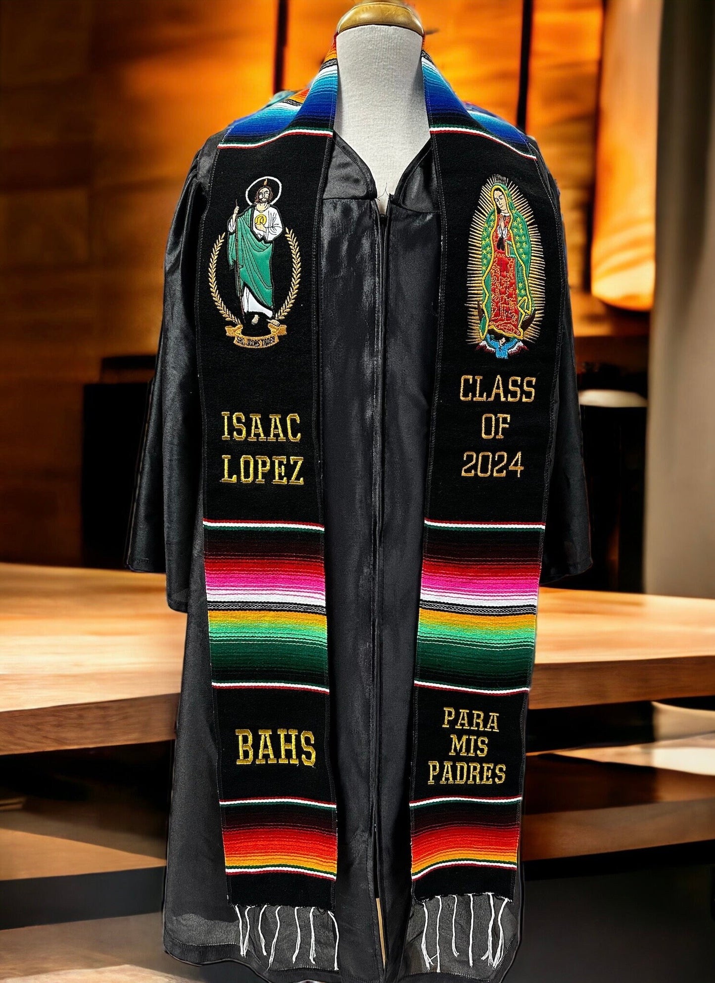 Virgen and San Judas Sarape Graduation Stole, Class of 2025