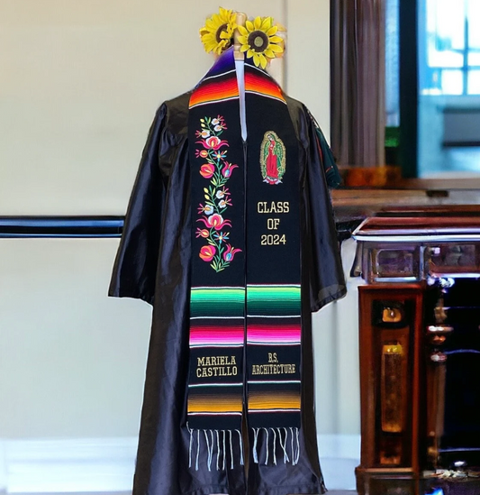 Floral Virgen Graduation Stole Class of 2026