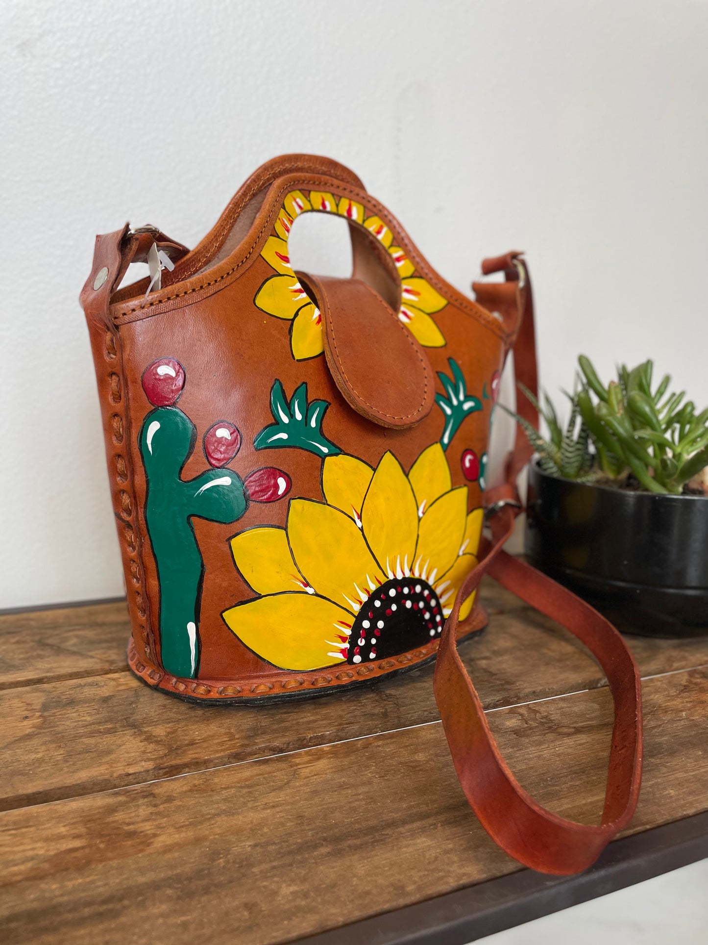 Leather Hand Painted Crossbody