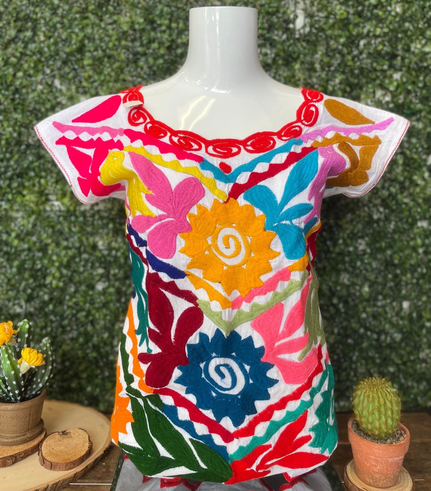 Mexican Traditional Embroidered Blouse Large