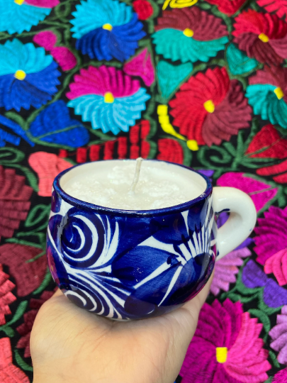 Ceramic Mug Hand Painted Candle - Sparkling Snowflake