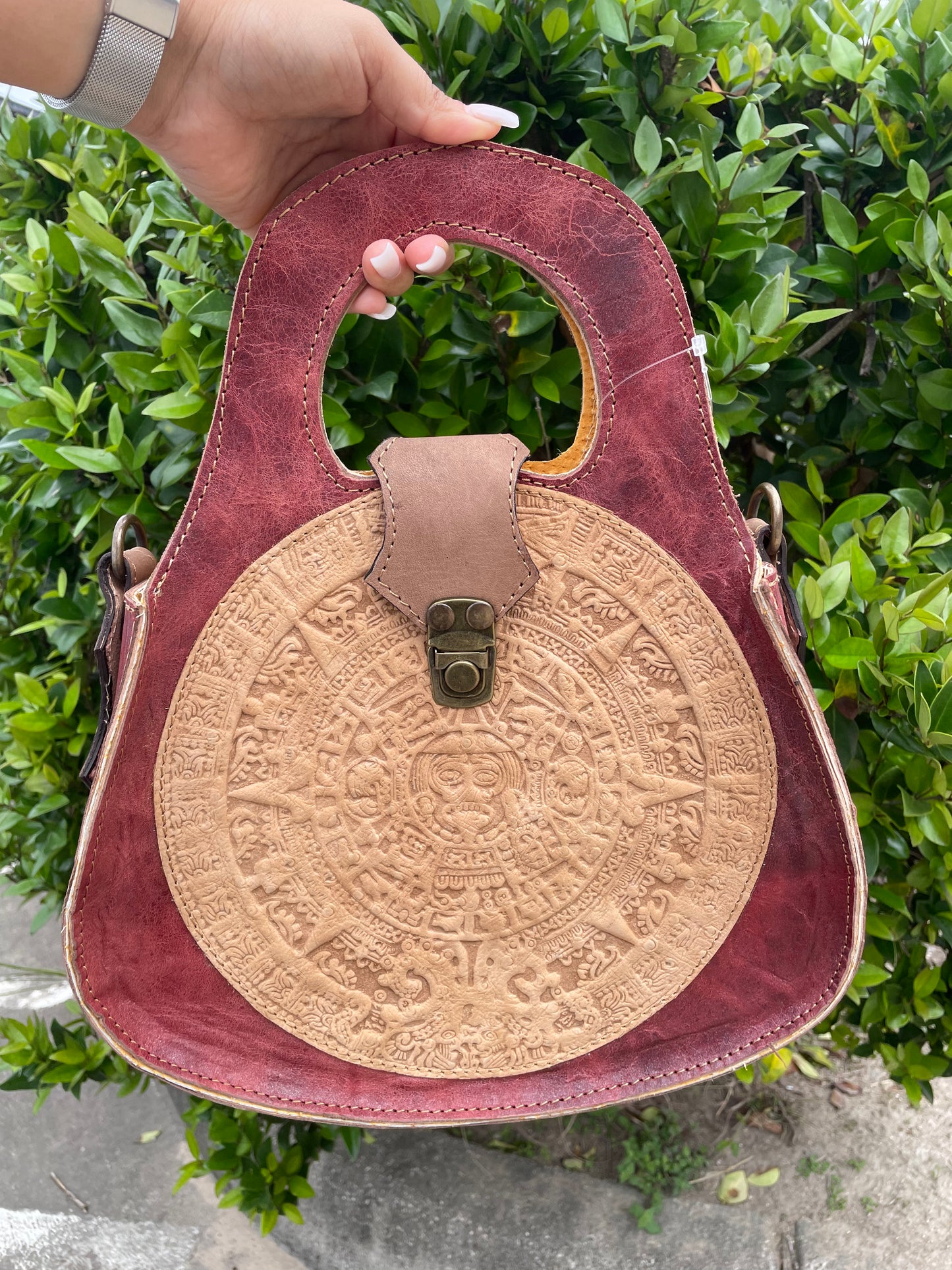 Aztec Calendar Leather Purse
