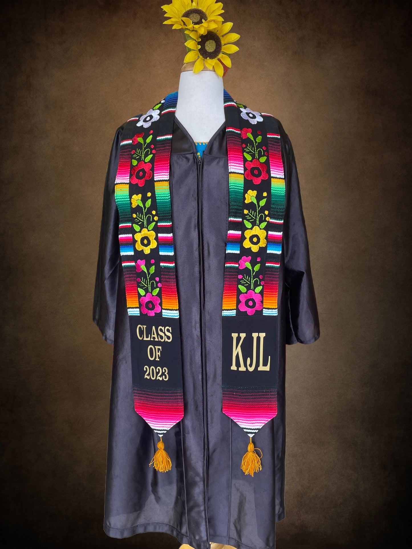 Hand Embroidered Personalized Mexican Sarape Graduation Stole