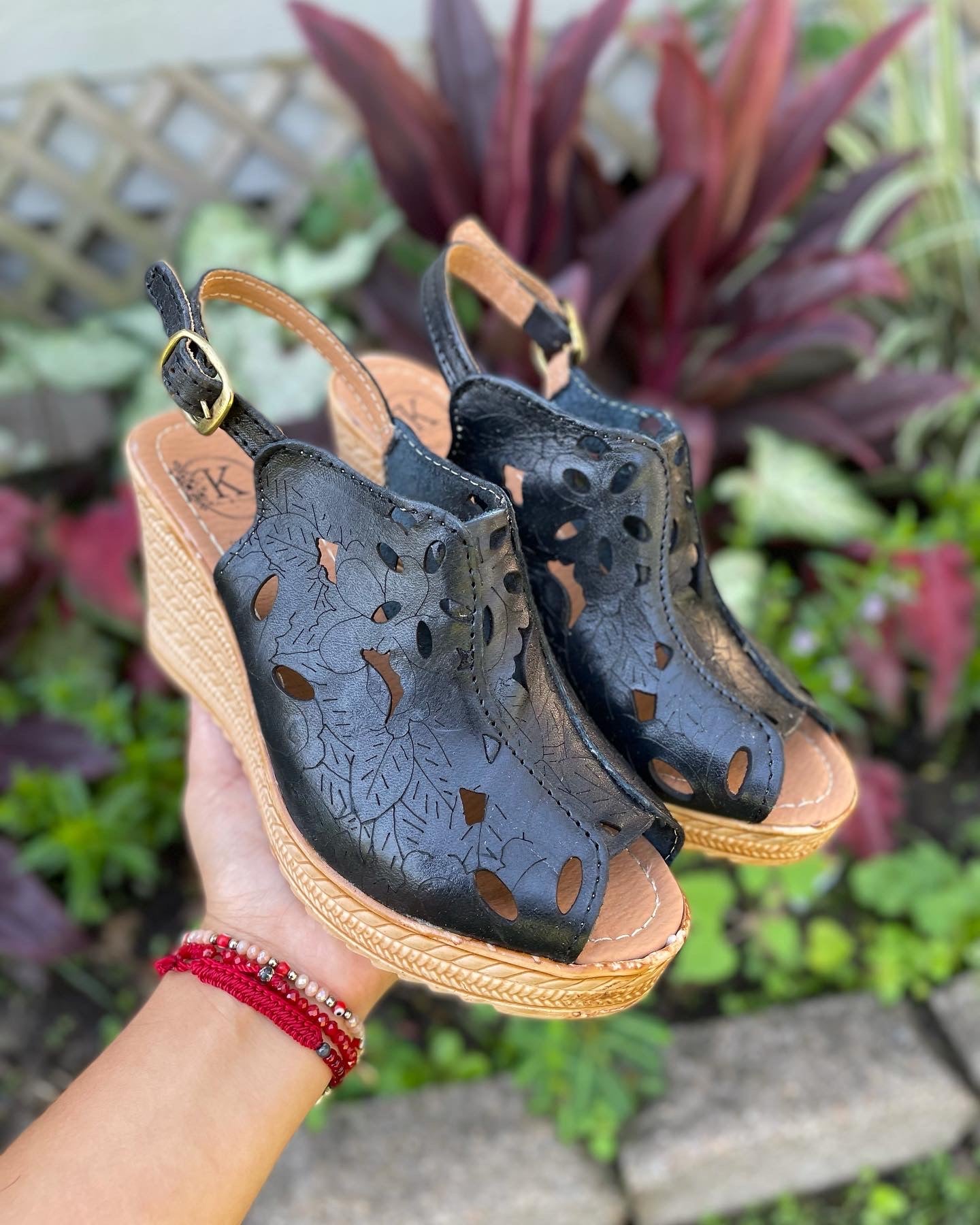 Black Laser Cut High Heel