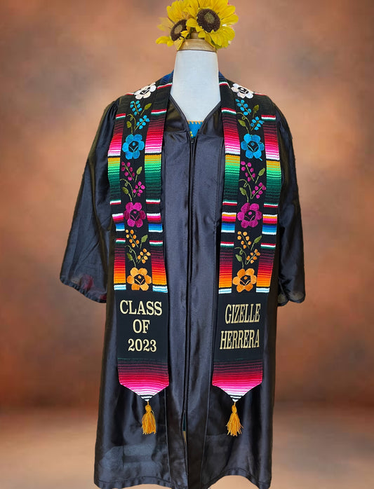 Hand Embroidered Personalized Mexican Sarape Graduation Stole